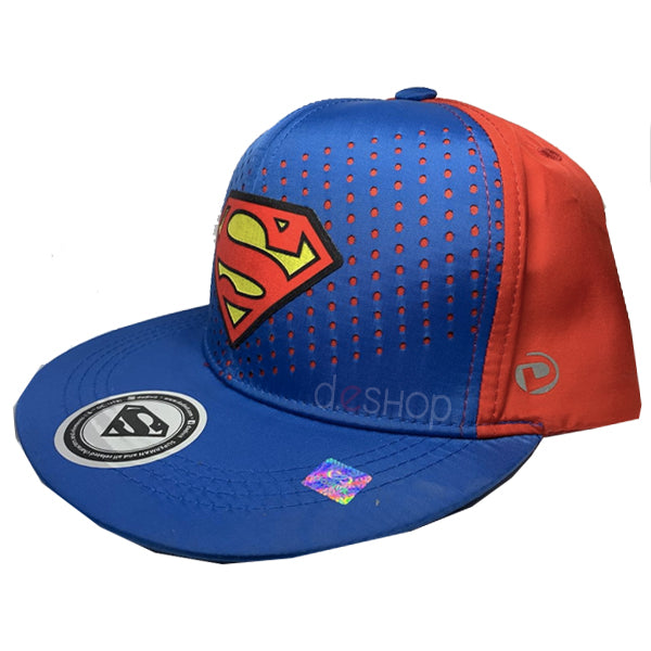 Gorra Superman logo azul con rojo texturizada plana