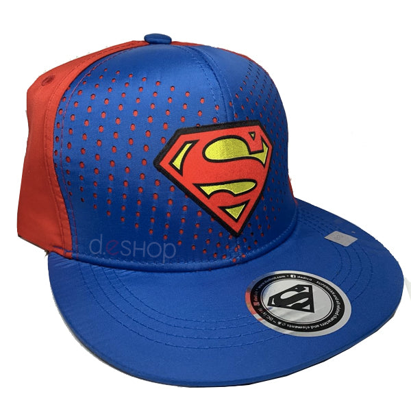 Gorra Superman logo azul con rojo texturizada plana